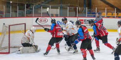 Latvijas 1. līgas spēle starp “Zemgale/JLSS” un “Pārdaugava/Jūrmala” Jelgavas ledus hallē 2017. gada 17. decembrī.