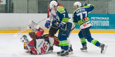 Optibet hokeja līgas izslēgšanas spēļu kārtas pusfināla pirmā spēle starp HK “Mogo” un HK “Zemgale/LLU” Mogo ledus hallē, Rīgā, 2018. gada 24. februārī. Petkus