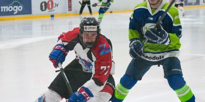 Optibet hokeja līgas izslēgšanas spēļu kārtas pusfināla pirmā spēle starp HK “Mogo” un HK “Zemgale/LLU” Mogo ledus hallē, Rīgā, 2018. gada 24. februārī. Aploks