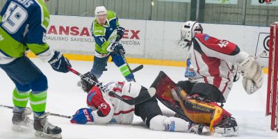 Optibet hokeja līgas izslēgšanas spēļu kārtas pusfināla pirmā spēle starp HK “Mogo” un HK “Zemgale/LLU” Mogo ledus hallē, Rīgā, 2018. gada 24. februārī. Petkus