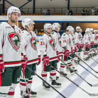 Optibet hokeja līgas atklāšana Jelgava ledus hallē ar pirmo mājas spēlei, kurā "Zemgale/LLU" tikās ar HK "Liepāja" 2018. gada 15. septembrī.