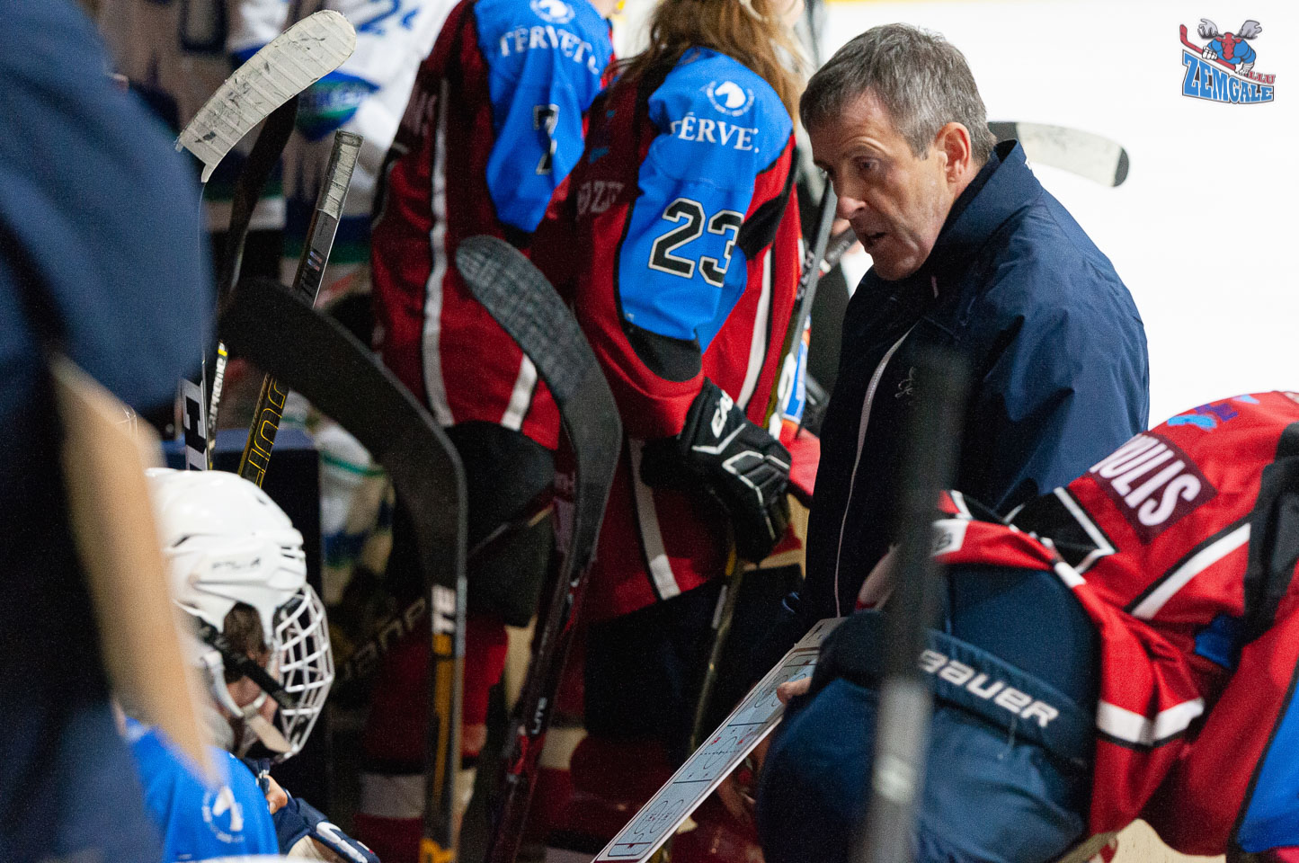 Jaunatnes attīstības hokeja līgas (JAHL) regulārā čempionāta spēle starp HK “Zemgale Juniors” un HK “Daugava” Jelgavas ledus hallē 2019. gada 14. novembrī. Foto: Ruslans Antropovs, rusantro.com